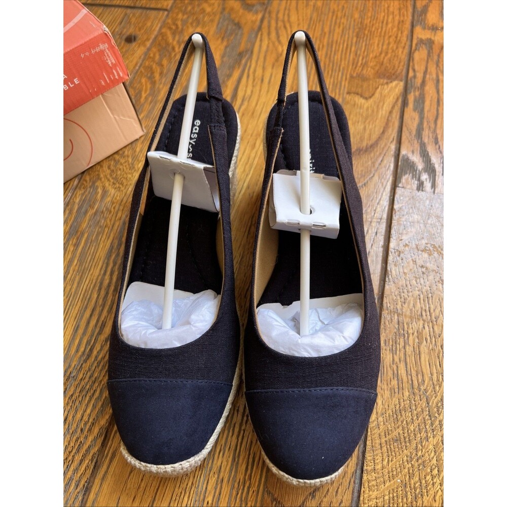 Easy Spirit Women's Size 9.5 Navy Blue Strappy Espadrille Wedge Sandals - Picture 3 of 8